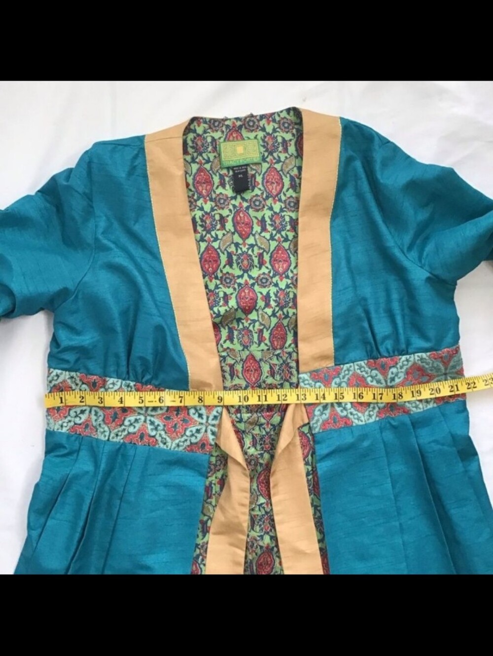 Tracy Porter Teal Kimono Style Tie Front Jacket - Picture 8 of 11